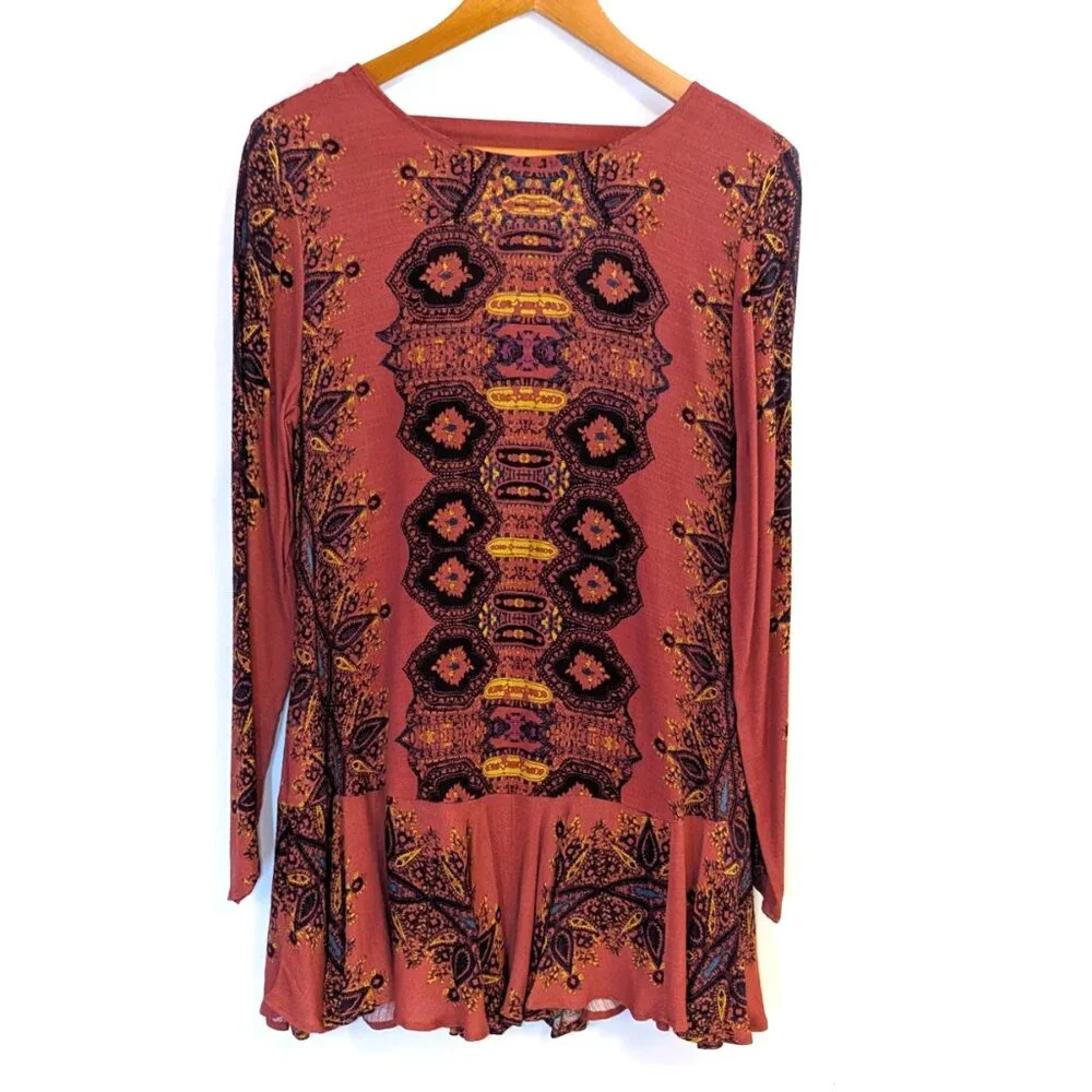 NWT Free People	| Open Back Smooth Talker Mini Tunic Dress Paisley | Size Small